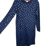 Boden Women’s Metallic Polka Dot Sweatshirt Dress Navy Blue/Copper Size 6 L Blue Photo 6