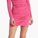 Nordstrom NWT Area Stars Pink Asymmetric Long Sleeve Crepe Body-Con Dress size Small Photo 0