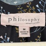 T7 Y2K VTG Philosophy Republic Clothing Black Floral Flutter Sleeve V Neck Top Size M Photo 1