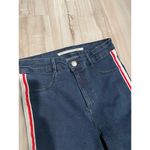 Zara Trafaluc dark skinny jeans red and white striped distressed denim size 4 Photo 3