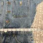 ZARA NWT Straight Leg Denim Overalls With Raw Hem Long Sleeve Blue Wash Small Photo 11