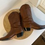 Vintage USA Brown Soft Genuine Leather Pointed Toe Fringe Western Boots Size 6.5 Photo 1