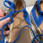 Aquazzura Sunshine‎ Royal Blue Suede Lace Up Pom Pom Tassel Espadrilles Size 36 Photo 3