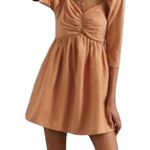 Anthropologie Forever That Girl Puff Shoulder Babydoll Linen Blend Mini Dress in Dusty Rose Photo 1