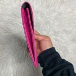 Diane Von Furstenberg DVF Hot Pink Magenta Embossed Animal Skin Leather Travel Envelope Wallet Photo 4