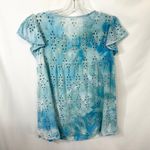 Old Navy  Medium Top Handmade Tie Dye Blue Flutter Sleeve Tassel Boho 1740 Photo 2