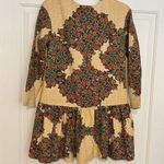 Brown and Green Long Sleeve Casual Dress with Vintage Style Brown Photo 0