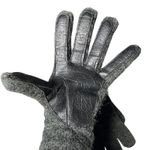 Vintage Cozy Wool Knit Leather Palm Gloves Gray Winter Warm Women Small Photo 4