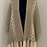 ‎Women’s Knit Shawl. Taupe/Cream OS Tan Photo 0