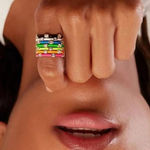 Boutique NEW Unisex White Ceramic Pave Diamond Sterling Silver Band Ring, Size 6 Photo 4