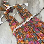 Floral Bohemian Dress retro halter tiered maxi Orange Gray (small) party summer Photo 2