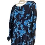 Draper James  Long Sleeve Dress Geranium Floral Nassau Navy Blue Tie Wrist EUC 6 Photo 9