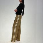 Sienna Sky Wide-Leg green track pants with beige Stripe pockets Photo 1