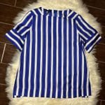 Escada 100%Silk royal blue/white striped blouse sz 36 small Blue Photo 0