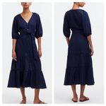 Madewell Tie-Waist Tiered Midi Dress in Windowpane Sz 6 Photo 1