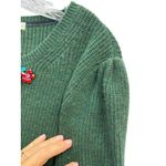 Boden Women's Green Cozy Jewel Embellished Crewneck Sweater Puff Sleeve 20/22 Size undefined Photo 3