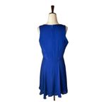 Parker  Royal Blue Silk Sleeveless Scoop Neck Fit‎ And Flare Mini Dress Size M Photo 1