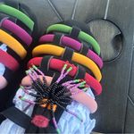 Farm Rio NEW Black Rainbow Beaded vegan sandals with dust bag size 9 tassels Photo 5