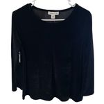 Coldwater Creek NWT  Velvet Velour Top Women’s Small Black 3/4 Sleeve Holiday Photo 0
