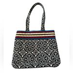 Vera Bradley BARCELONA PRINT QUILTED BLACK WHITE STRIPE TRIM RED BLUE WHITE BAG Photo 1