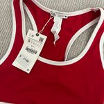 ZARA Sports Bra Red White Trim Tank Crop Top Activewear Nylon Photo 1