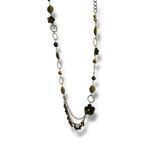 Vintage floral green and brown extra long beaded chain necklace Photo 5