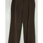 Larry Levine Brown Pinstripe Tailored Dress Pants Petite Stretch Size 12P Large Photo 0