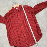 Chico's Chico’s Poplin Cutwork Shirt Button Front Longsleeve Lace in Rust Orange Size 6 Photo 14