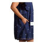 Anthropologie Crewneck Embroidered Tunic Dress Size XL Petite Short Navy Blue Photo 2