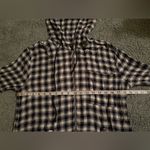 Thread Story Plaid Full Zip Hooded Long Sleeve Shirt Womens Size M Blue White Size M Photo 3