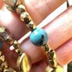 Vintage America gold tone and blue beaded necklace Photo 4