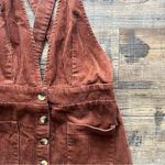 Indigo Rein  Overall Dress Womens Size 3 / 25 Brown Corduroy Deep V Pockets Photo 1