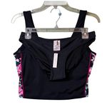 Madewell  Tankini Swimsuit Womens Small Black Floral Print Crop Top Bottom BNWT Photo 13