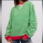 Free People NWOT Classic Striped Oversized Crewneck Photo 1