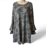 ‎Ruffled Bell Sleeve Camo Dress Green Photo 1