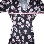 Yumi Kim Tucked Away Duchess Wrap Dress Black Pink Floral Women XS Long Sleeves Photo 5
