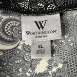 Worthington  X-Large Top Geometric Scoop Neck Puff Cap Sleeves Stretch Pleated Photo 6