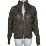 White House | Black Market  Gray Open Stitch Metallic Full Zip Sweater Jacket EUC S Photo 1