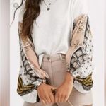 Free People  x We The Free • blossom thermal top in ivory combo bohemian sz M Photo 2
