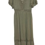 Ivy May Sage Green V Neck Maxi Dress with Lace Detailing Size Medium Photo 0