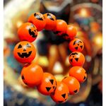 Jack O Lantern Halloween Stretch Bracelet New Wooden Beads Orange Festiv… Photo 10