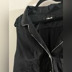 Reformation  Silky Black Button-Up Blouse with White Trim Photo 10