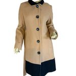 Dana Buchman  TAN & BLACK WOOL, NYLON & CASHMERE BLEND COLOR BLOCK COAT (M) Photo 5