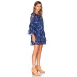 Free People  Navy Blue Floral Sheer Sunsetter Bell Sleeve Mini Dress Small Photo 8
