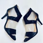 BCBGeneration Heels Womens 8M Mavel X Snakeskin Black Fabric Back Zip Stiletto Photo 3