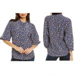 J. McLaughlin Sherry Mini Secret Garden Floral Print Blouse Top Womens Medium Photo 1