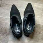 Free People  Black Loop Leather Ankie Booties Heeled Buckle Washed Black Photo 6