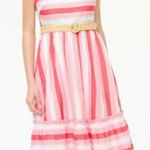 New! J Crew Factory Striped square neck midi dress. size 12 Pink Photo 0