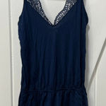 Eberjay Eberjey Womens Romper Small Navy Blue Lace Sleepwear Jersey Knit Housewife PJ Photo 0