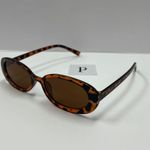 90s style small oval leopard sunglasses Brown Photo 1